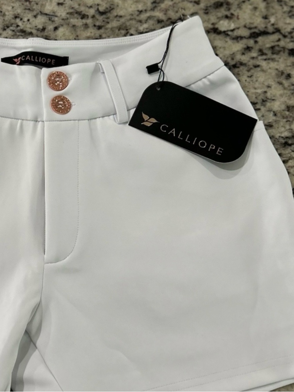 Calliope Women’s Sz S White Dress Sports Tennis Shorts Rose Gold Buttons NWT